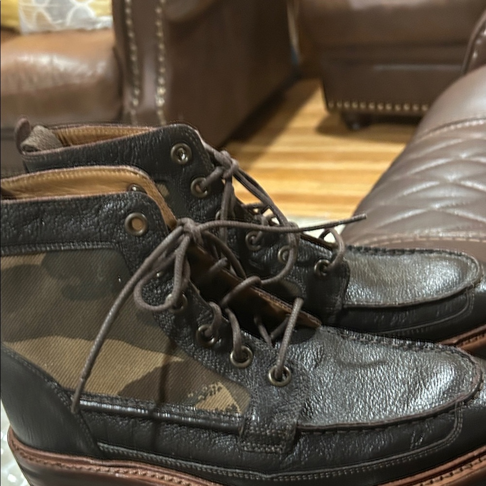 Men's Brown Leather and Canvas Boots